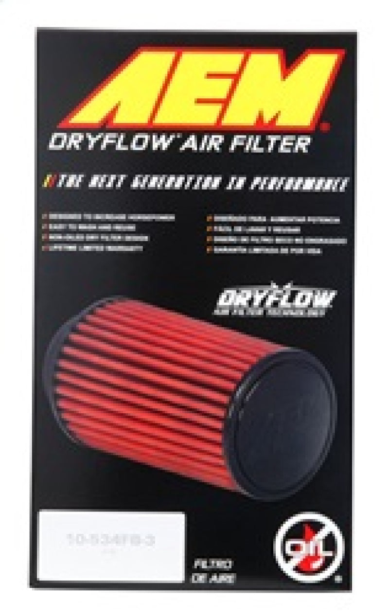 AEM Dryflow Air Filter - Round Tapered - 2.75in Flange ID x 5.5in Base OD x 4.75in Top OD x 7.5in H